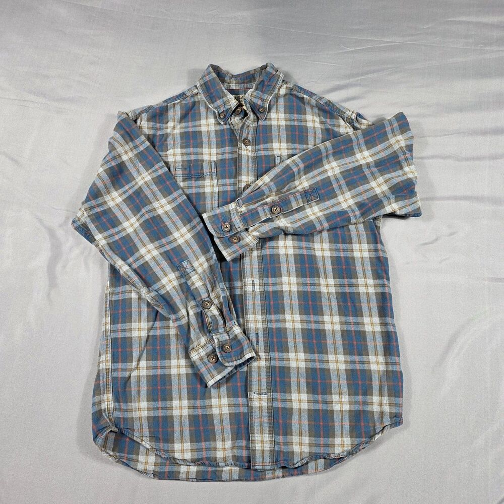 Duluth Trading Co Flannel Plaid Button Up Shirt Mens Size Small 100% Cotton Fall
